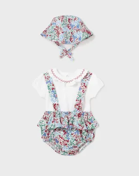 3 Piece Flowers Romper Set