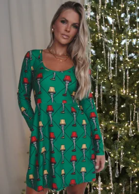 A Christmas Story Leg Lamp Long Sleeve Sweater Dress