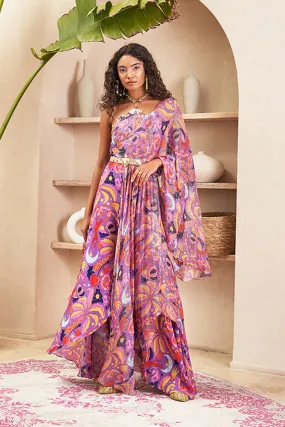 Abigail Lilac Sari Draped Jumpsuit