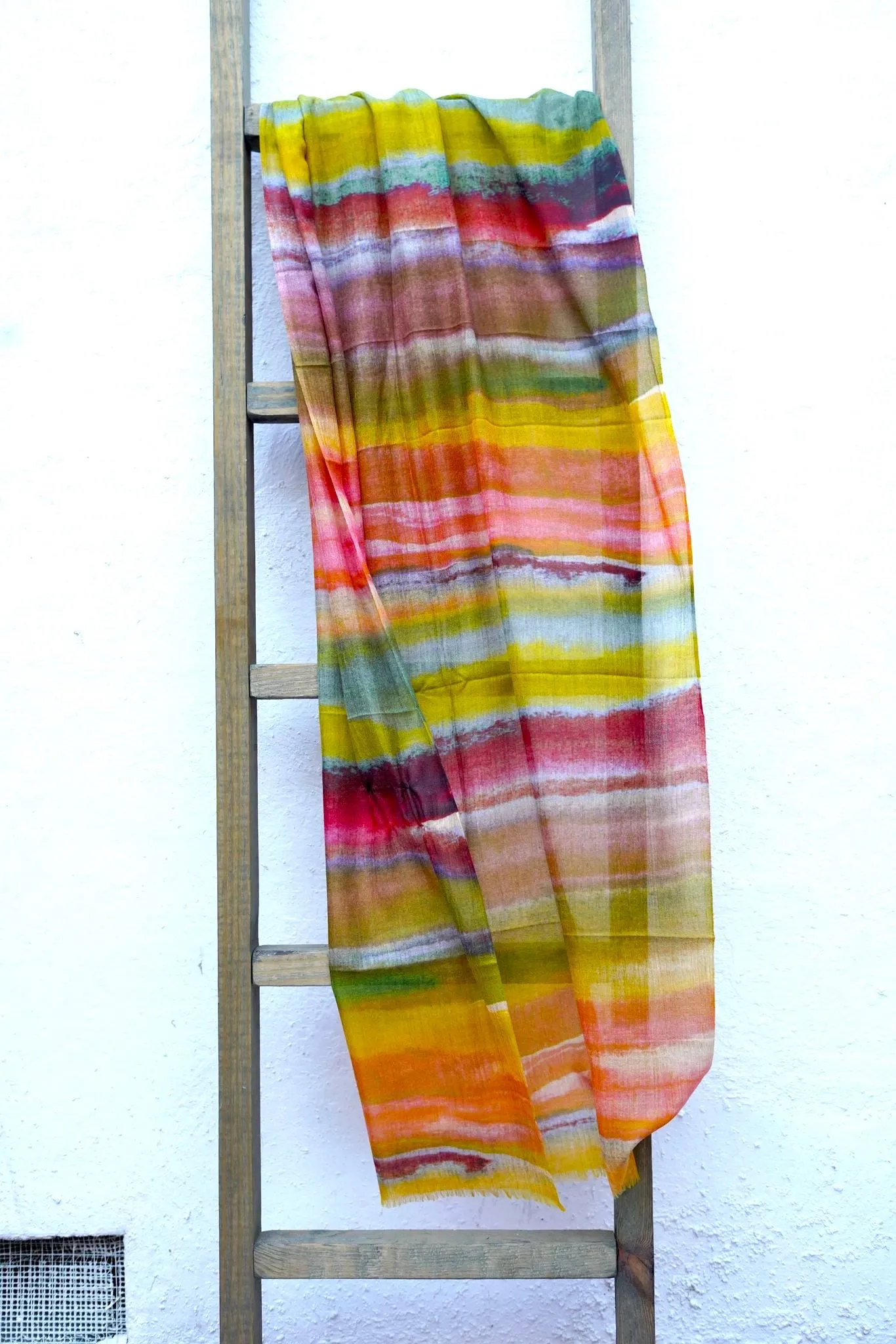 Abstract Light Weight Wool Scarf/Wrap Multi