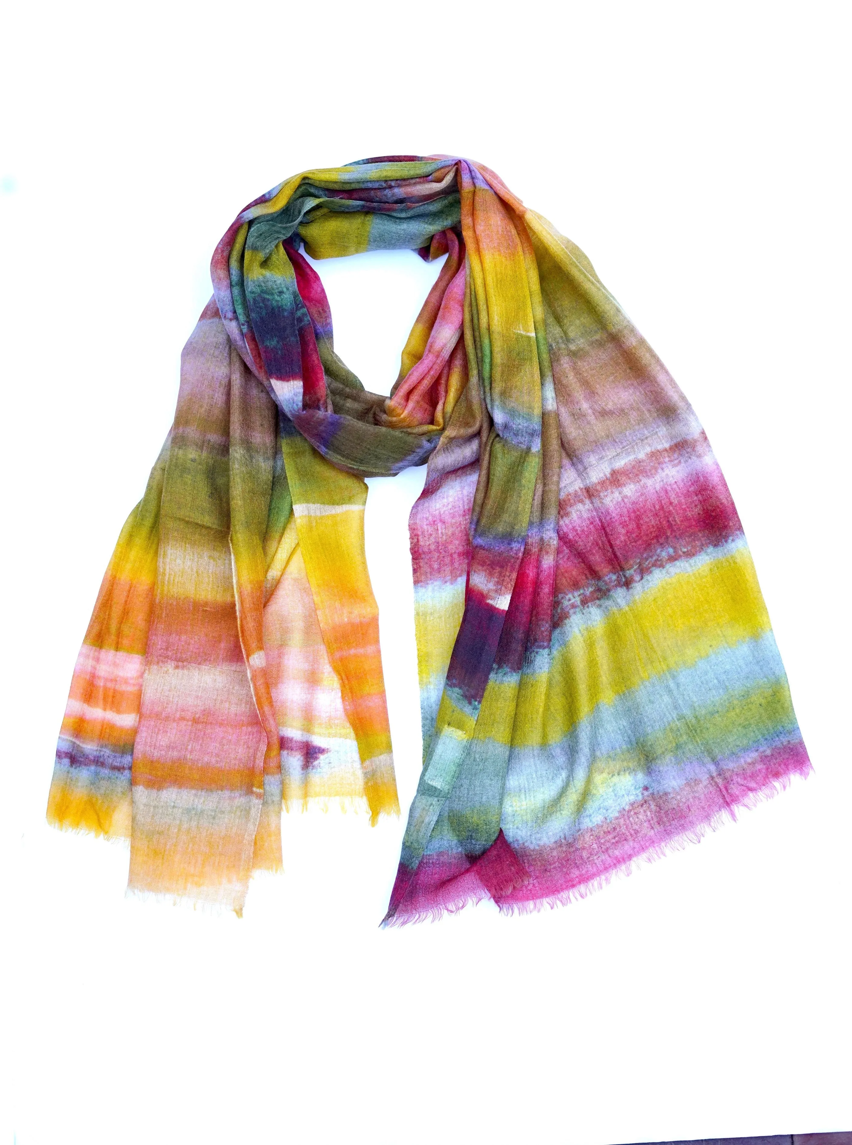 Abstract Light Weight Wool Scarf/Wrap Multi