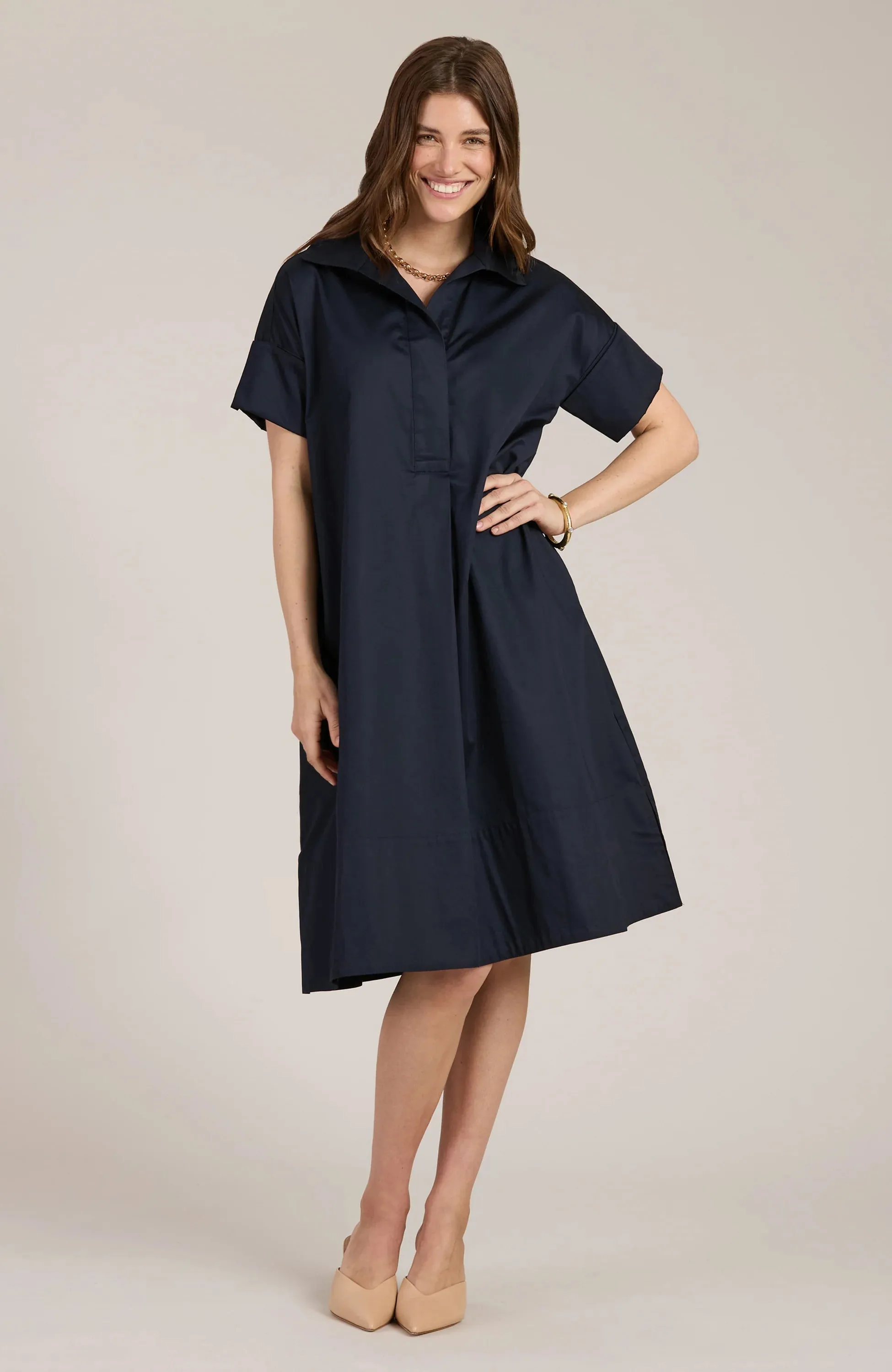 Addie Shirt Dress (Navy)