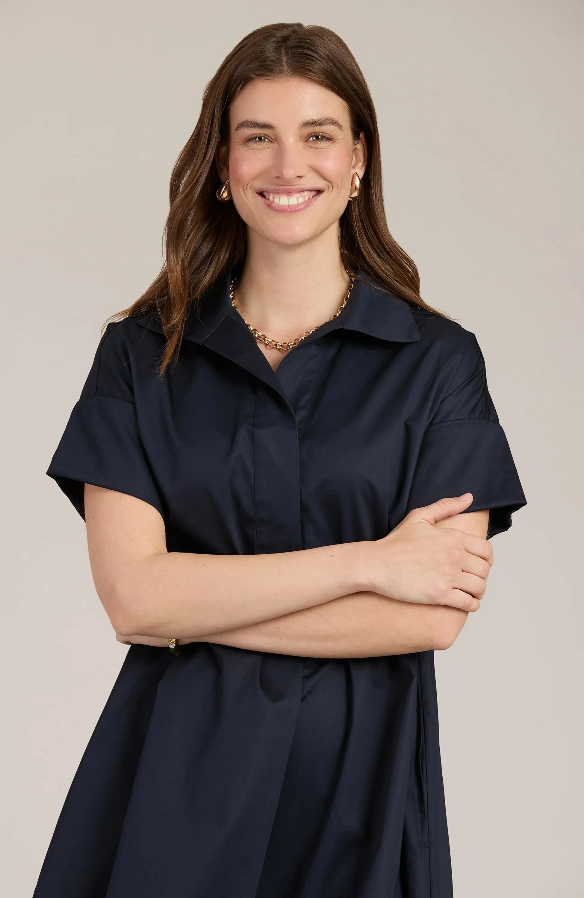 Addie Shirt Dress (Navy)