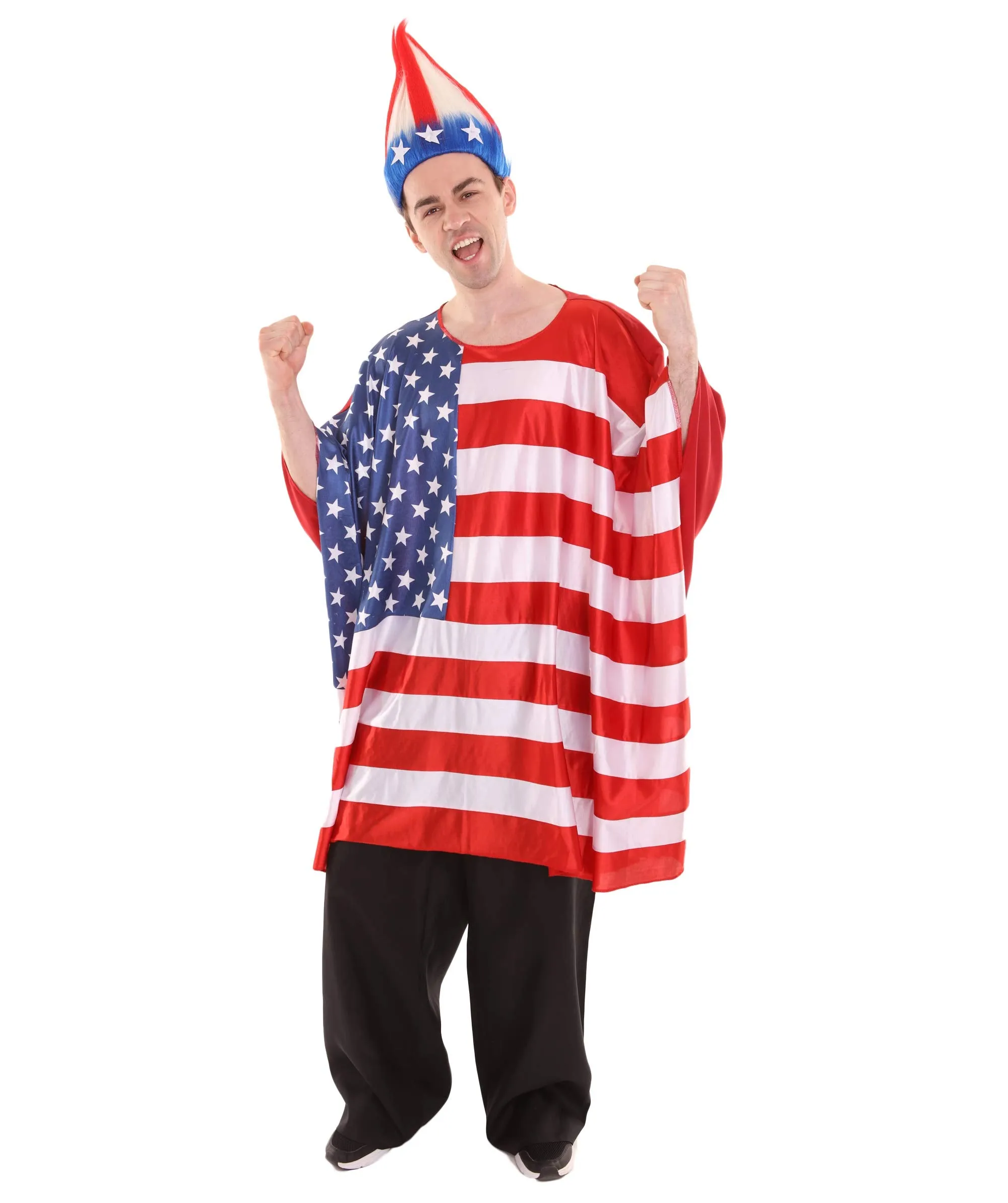Adult Men's USA Flag Tunic Sports Costume | Patriotic Multi Color Cosplay Costume