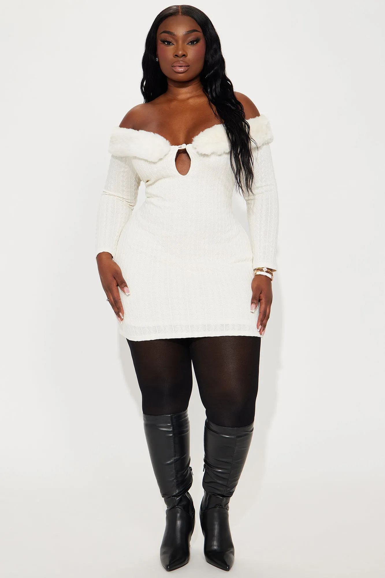 Alexis Sweater Mini Dress - Cream