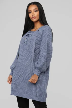 All For It Sweater Dress - Dusty Blue