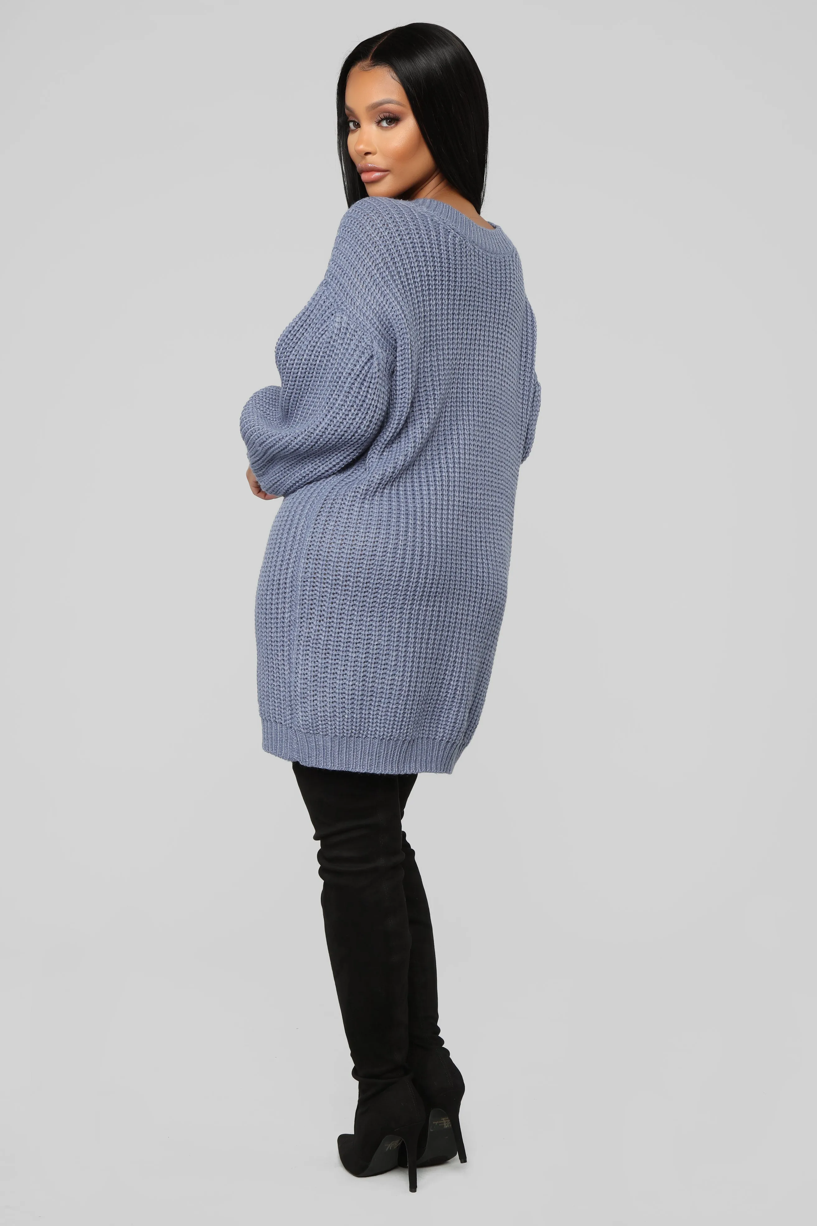 All For It Sweater Dress - Dusty Blue