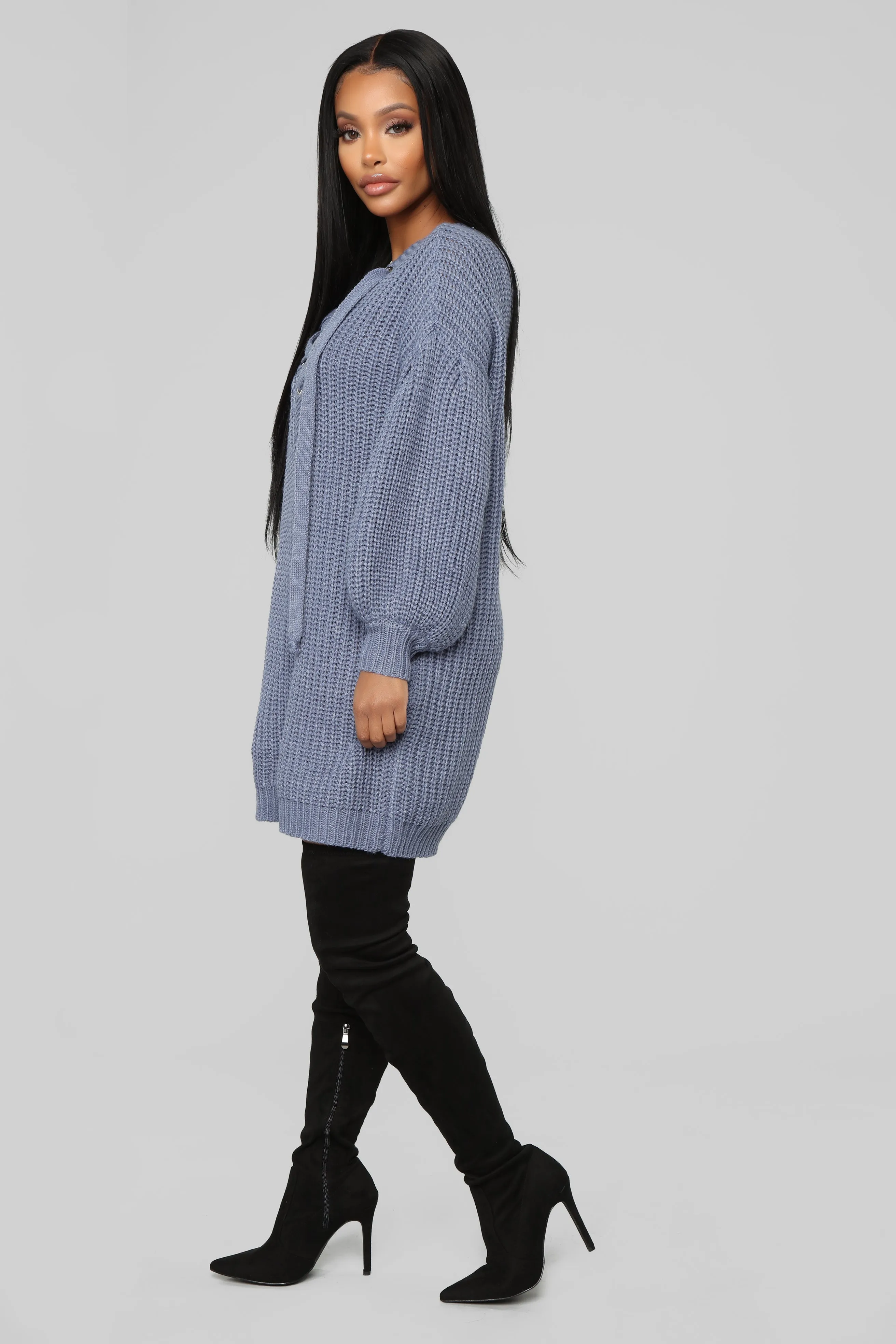 All For It Sweater Dress - Dusty Blue