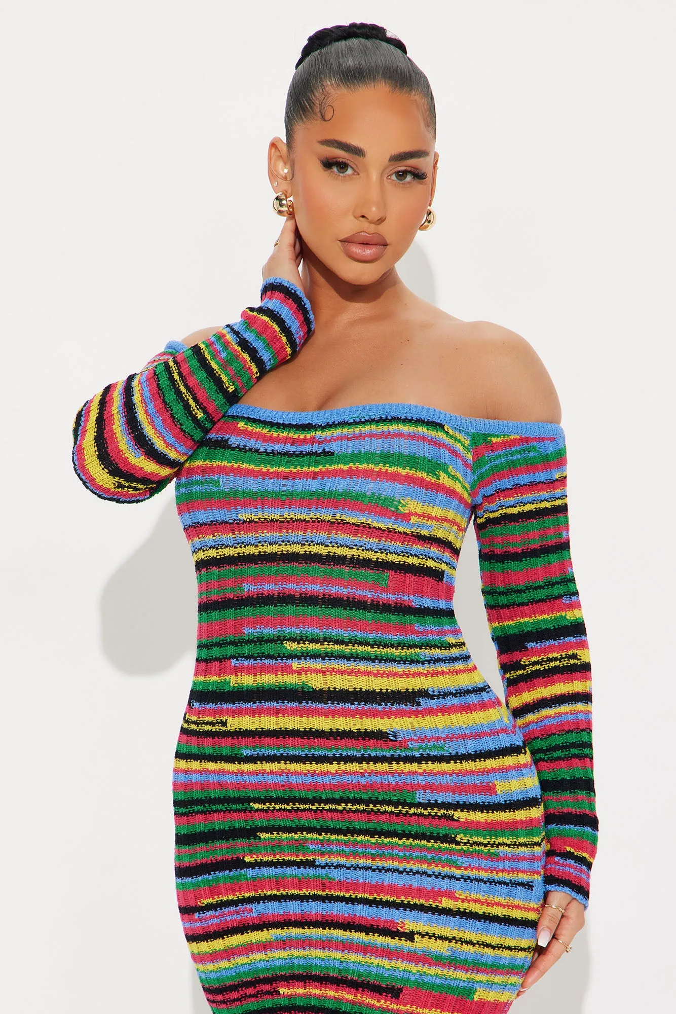 Amelia Striped Sweater Maxi Dress - Multi Color