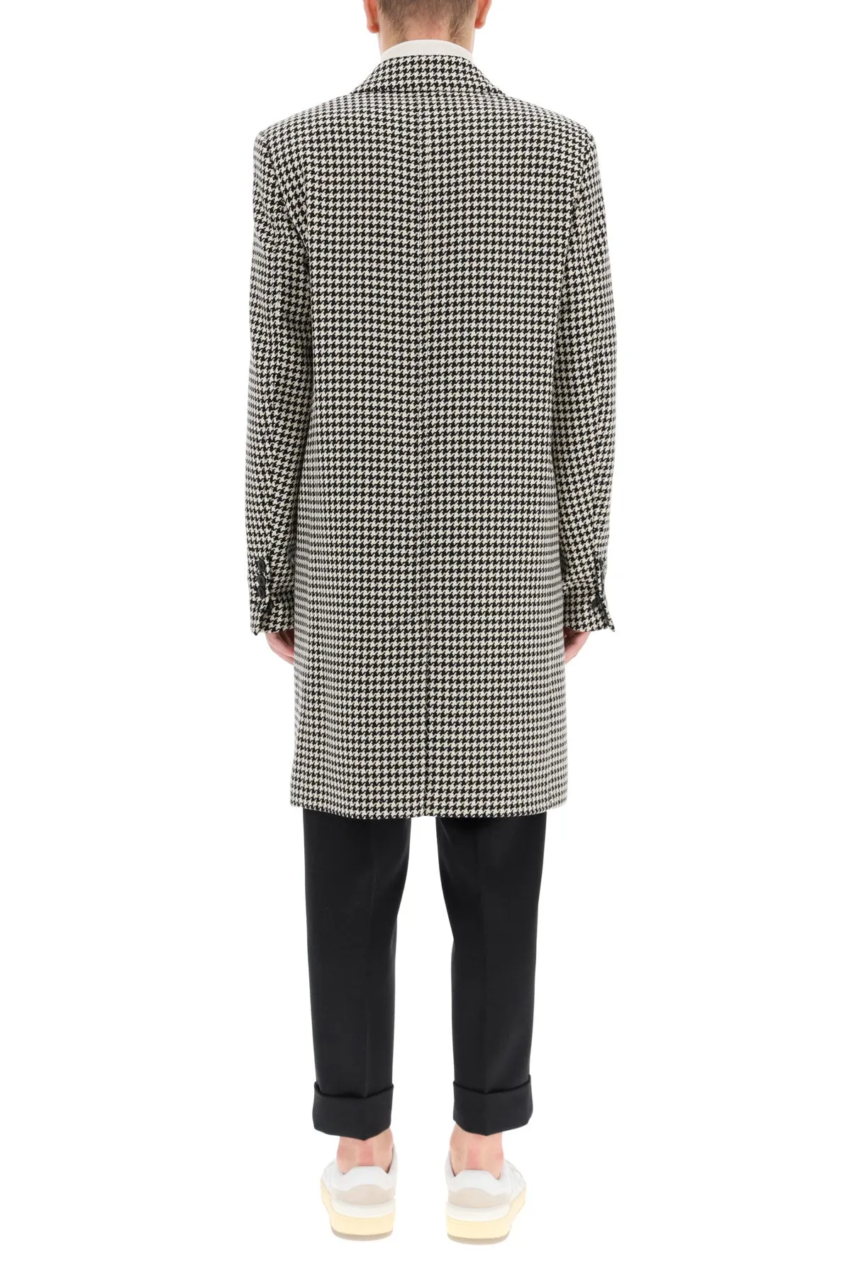 AMI Houndstooth Patterned Single-Breasted Coat