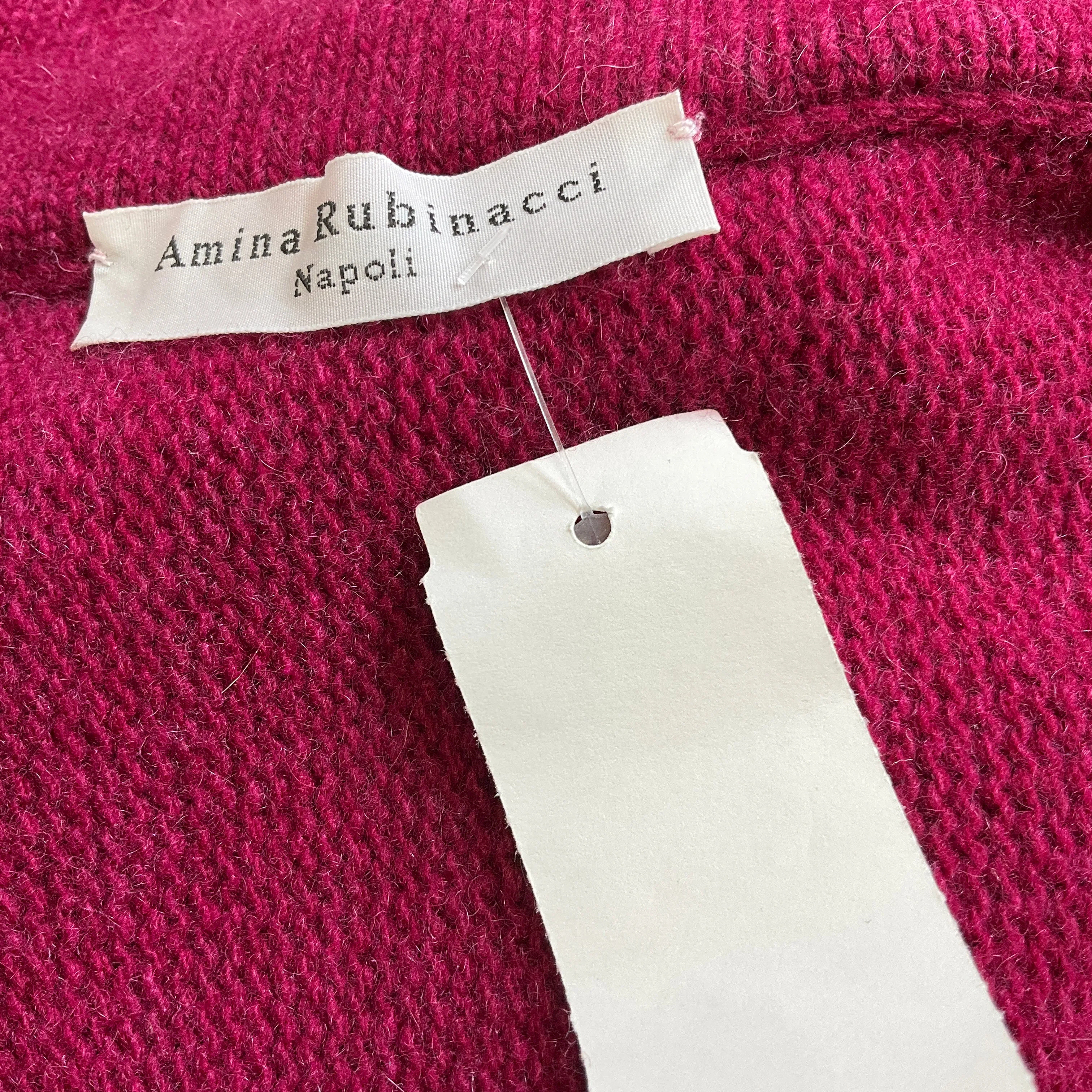 Amina Rubinacci Plum Wool and Cashmere Knit Sweater