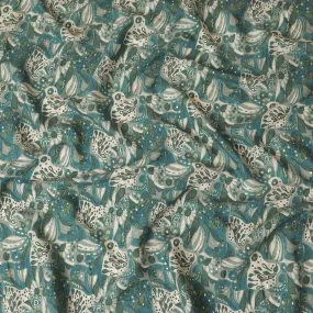 Aquatic Fantasy Viscose Fabric - 110cm Width, Whimsical Sea-Inspired Design, Buy Online by the Meter-D18023