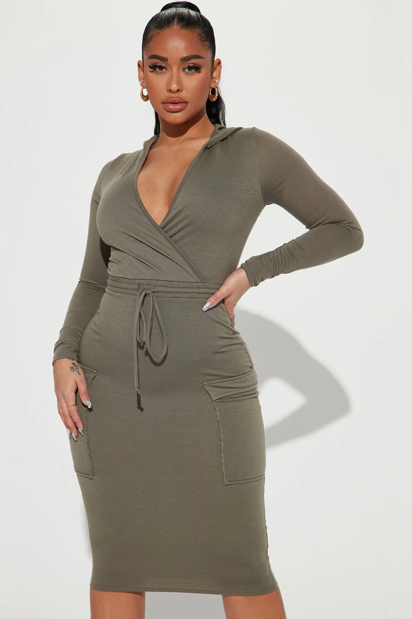 Arielle Sweater Midi Dress - Sage