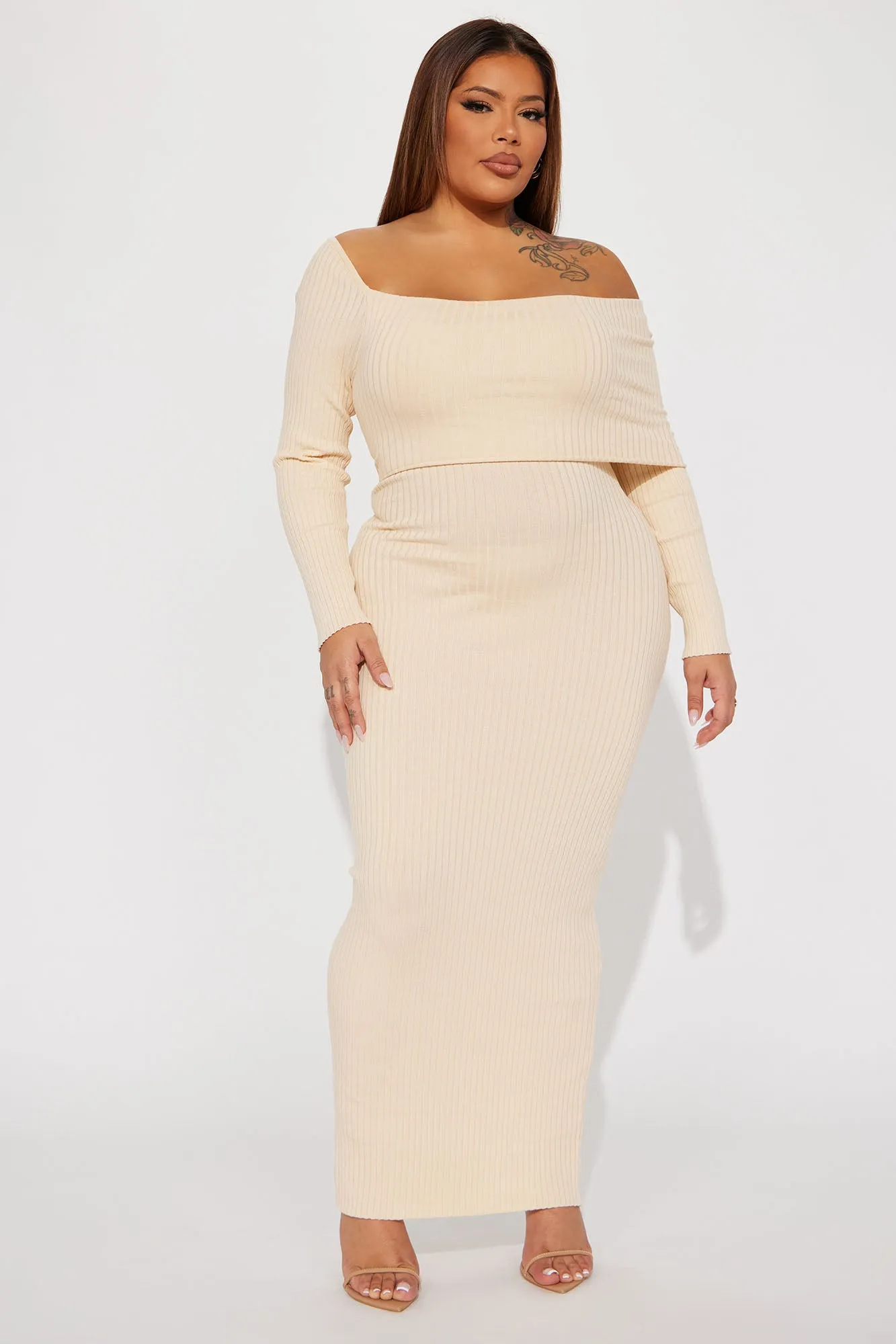 Arya Sweater Maxi Dress - Cream