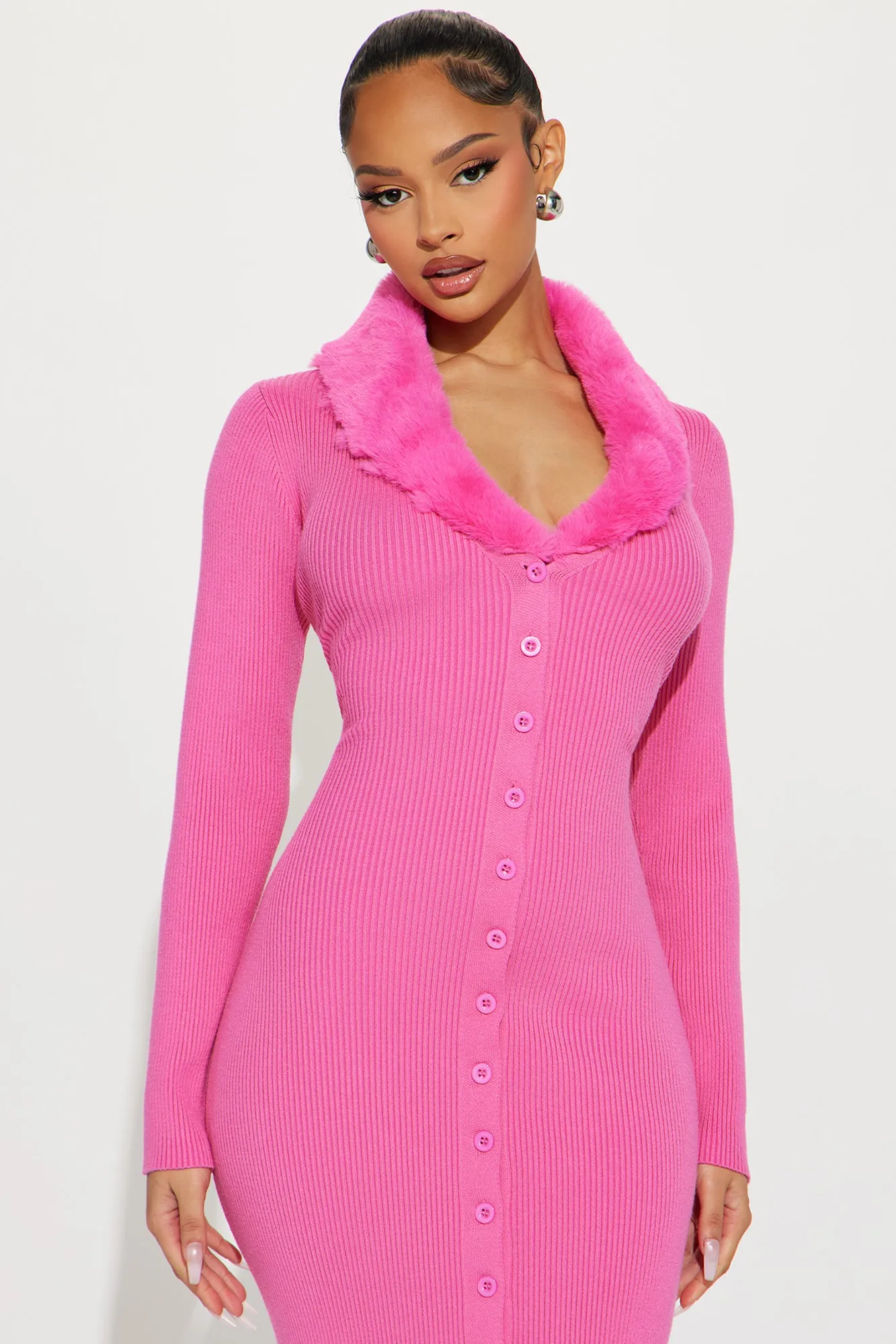 Asabelle Sweater Midi Dress - Pink