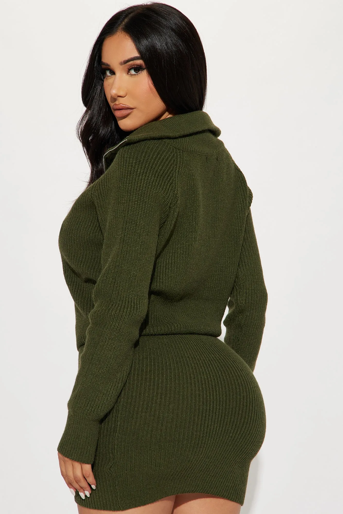 Ashley Sweater Mini Dress - Olive