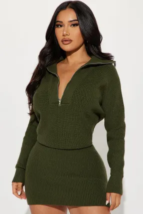 Ashley Sweater Mini Dress - Olive