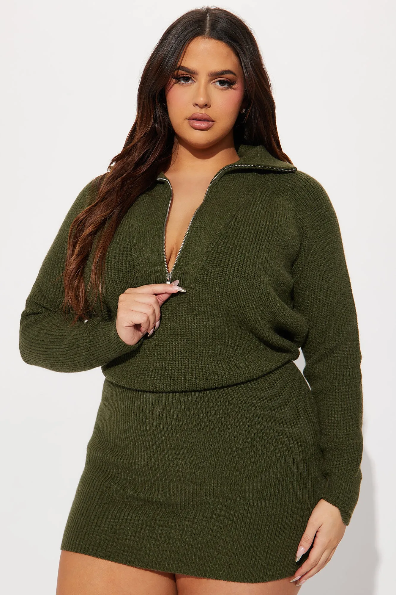 Ashley Sweater Mini Dress - Olive