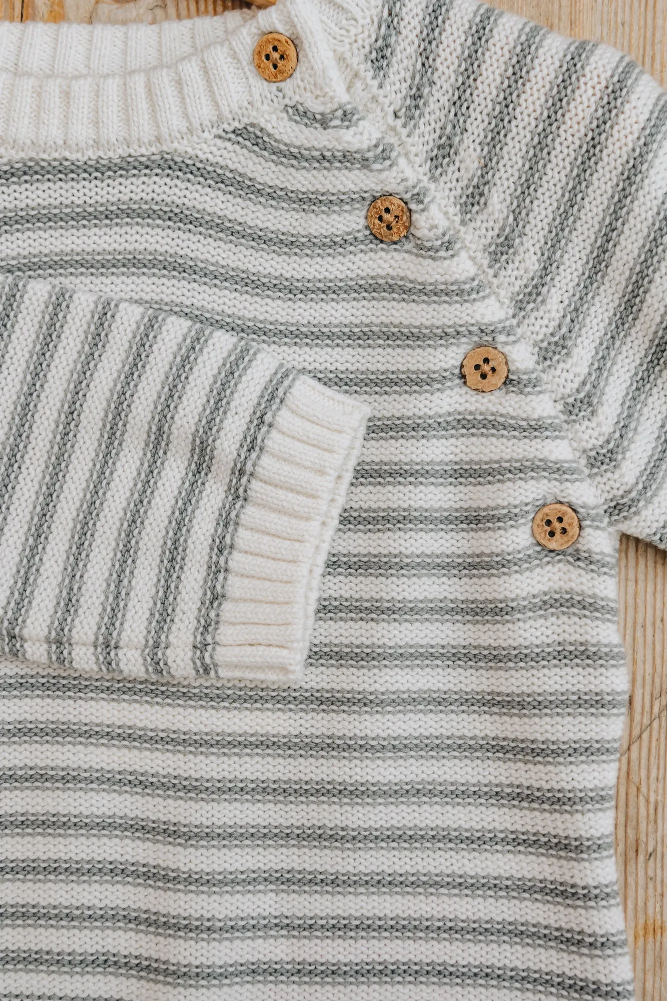 Babies' Wrap Knitted Jumper in Coconut Milk