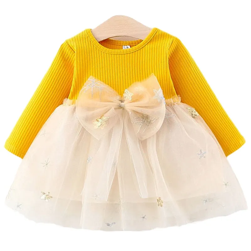 Baby Girls Spring Autumn Sweater Star Dress Infant Girl's Christmas Children Clothing Toddler Kids Dress - BTGD8516