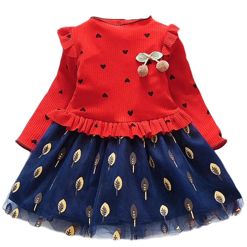 Baby Girls Spring Autumn Sweater Star Dress Infant Girl's Christmas Children Clothing Toddler Kids Dress - BTGD8516