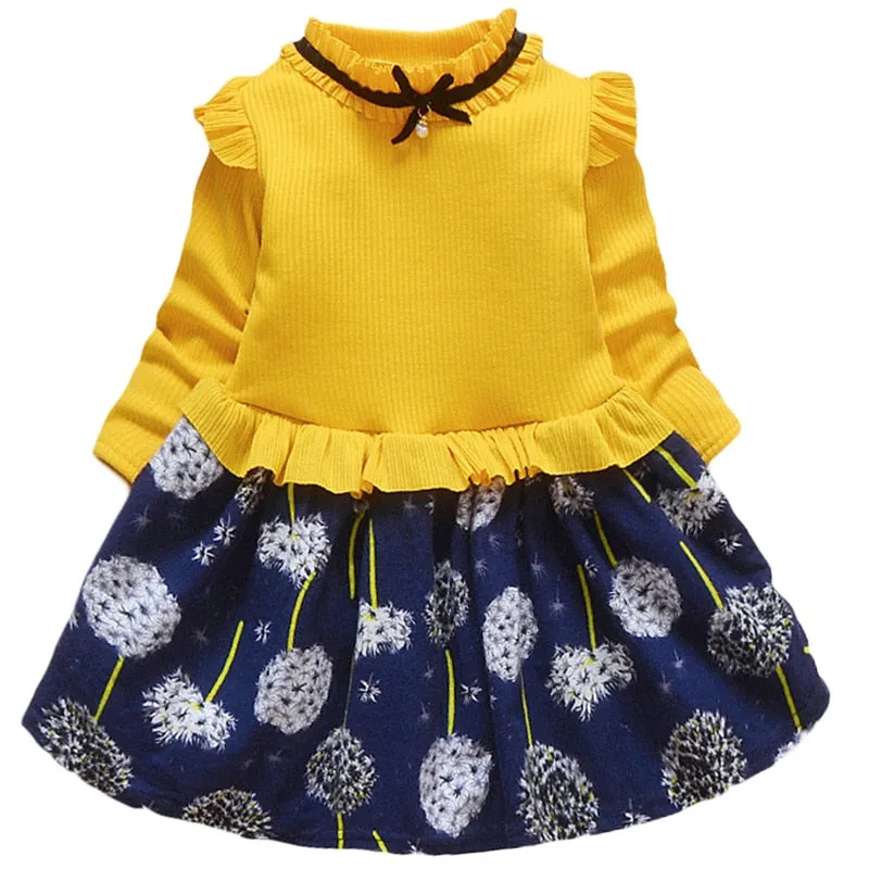 Baby Girls Spring Autumn Sweater Star Dress Infant Girl's Christmas Children Clothing Toddler Kids Dress - BTGD8516