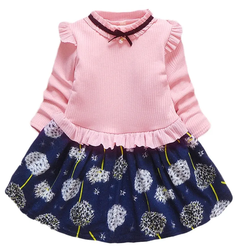 Baby Girls Spring Autumn Sweater Star Dress Infant Girl's Christmas Children Clothing Toddler Kids Dress - BTGD8516