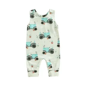 Baby Kids Farm Western Tractor Romper Jumpsuit Layette