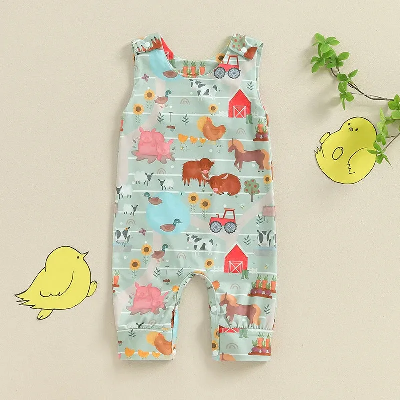 Baby Layette Western Farm Snap Romper Jumpsuit