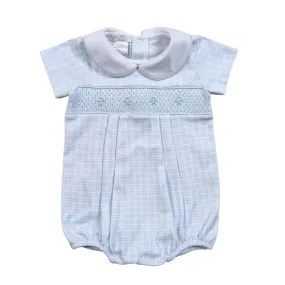 Baby Loren Blue Plaid Smocked Bubble