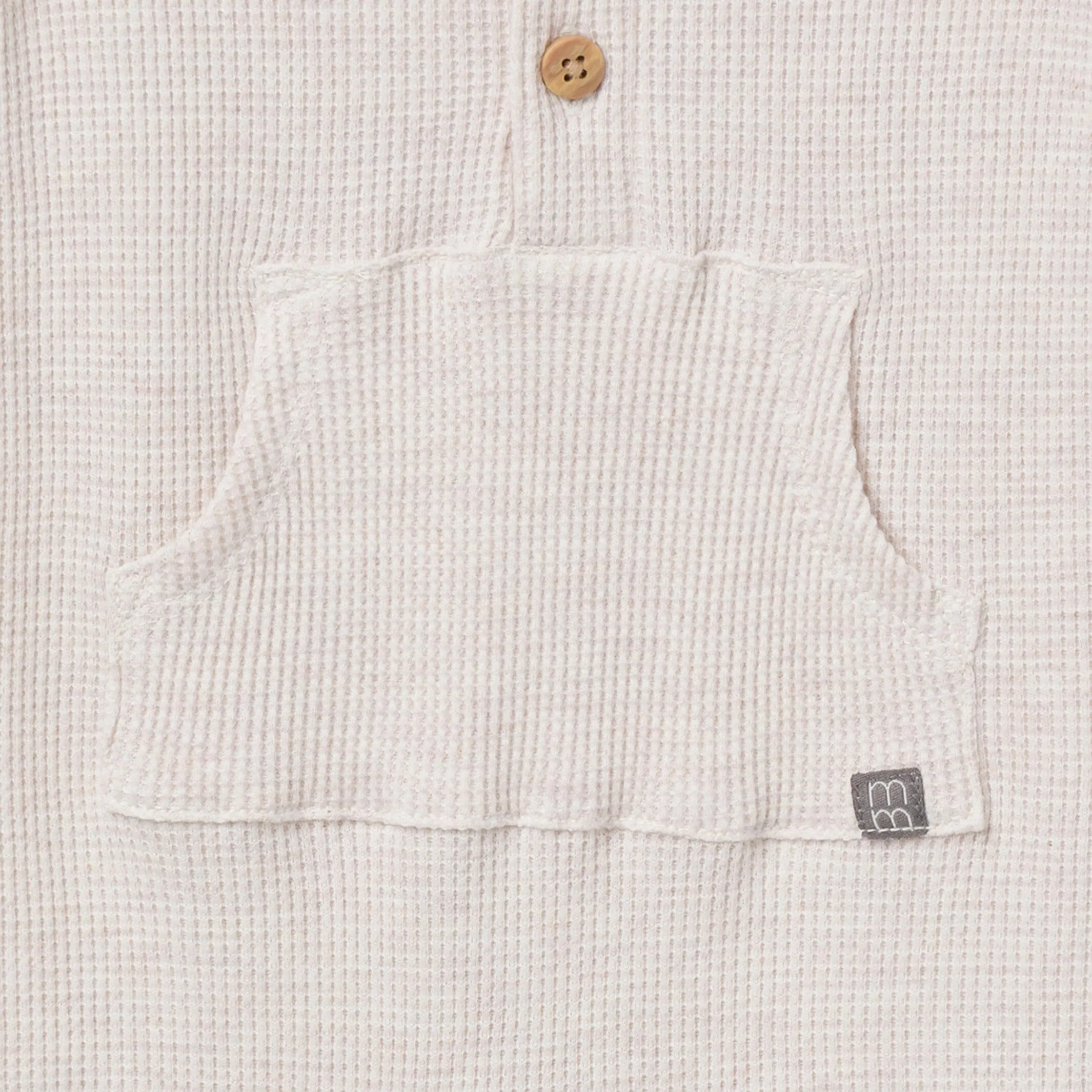 Baby Neutral Oatmeal Heather Kangaroo Pocket Waffle Romper