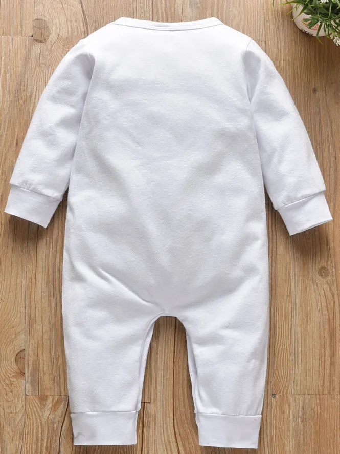 Baby Powered By Milk Long Sleeve Jumpsuit Onesie With Top Snaps