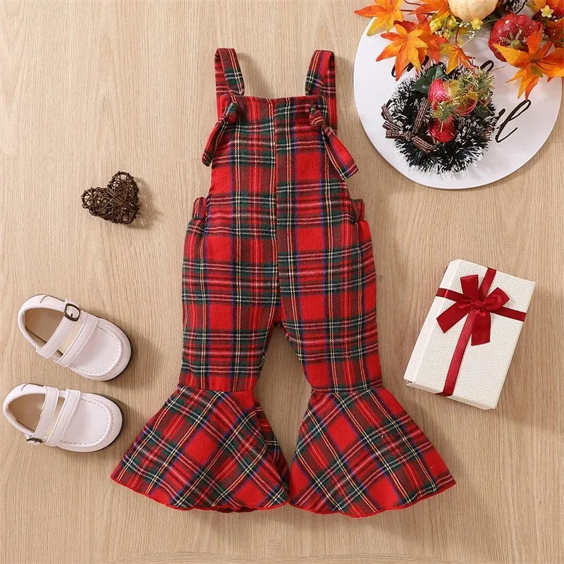 Baby Toddler Girls Christmas Plaid Holiday Jumpsuit