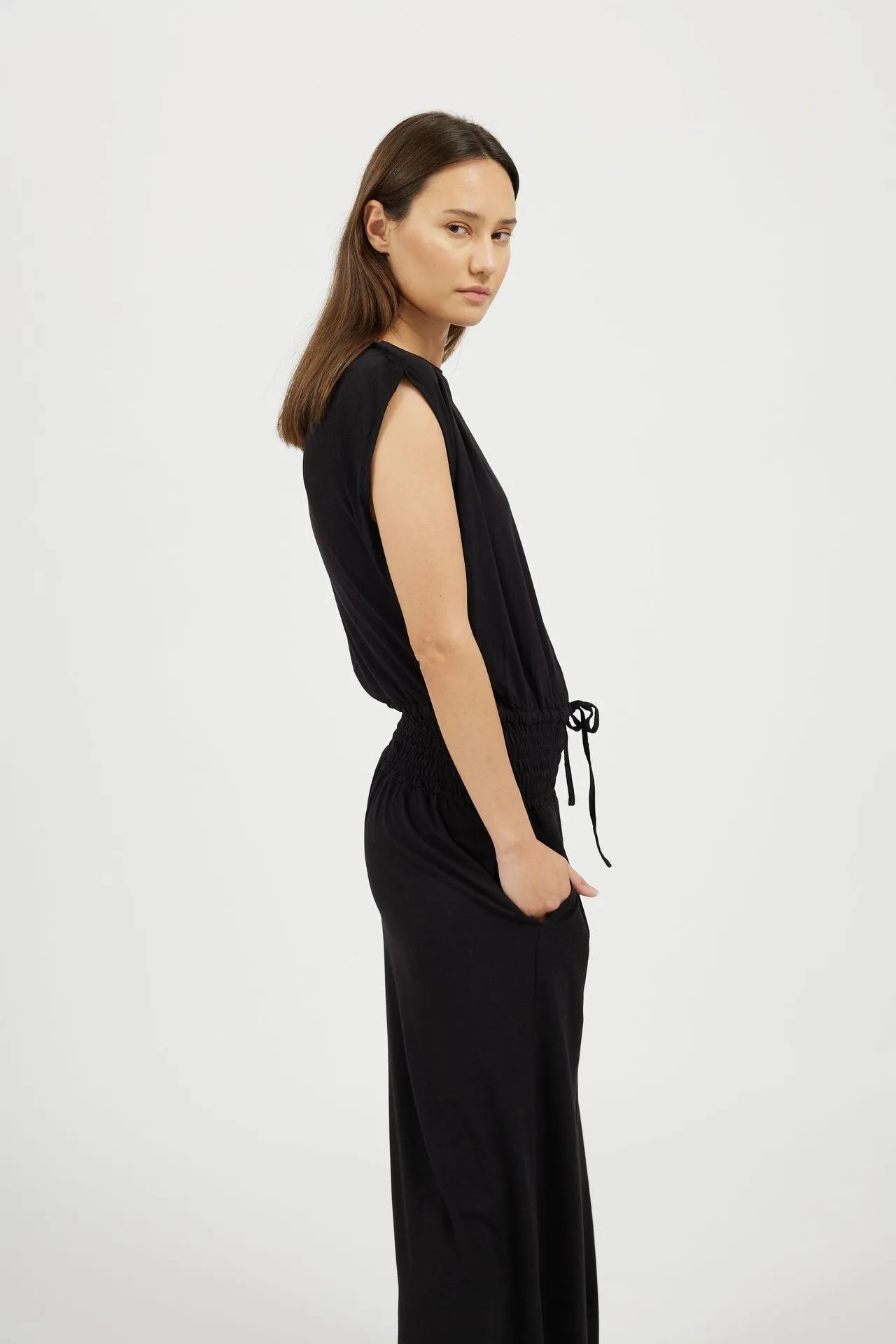 Bamboo Asymmetric Draped Jumpsuit