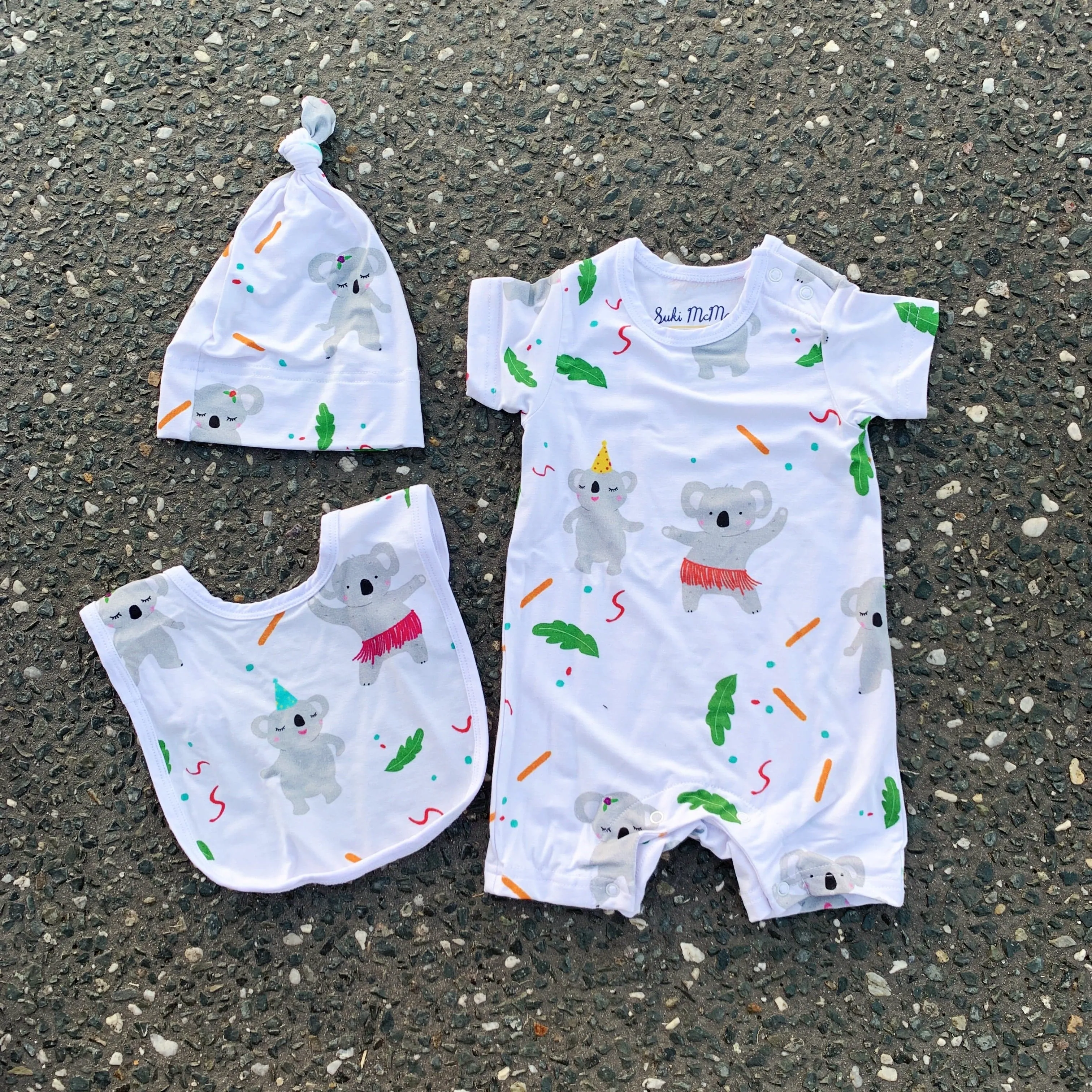 Bamboo Baby Onesie Romper Set - Dancing Koala by Suki McMaster