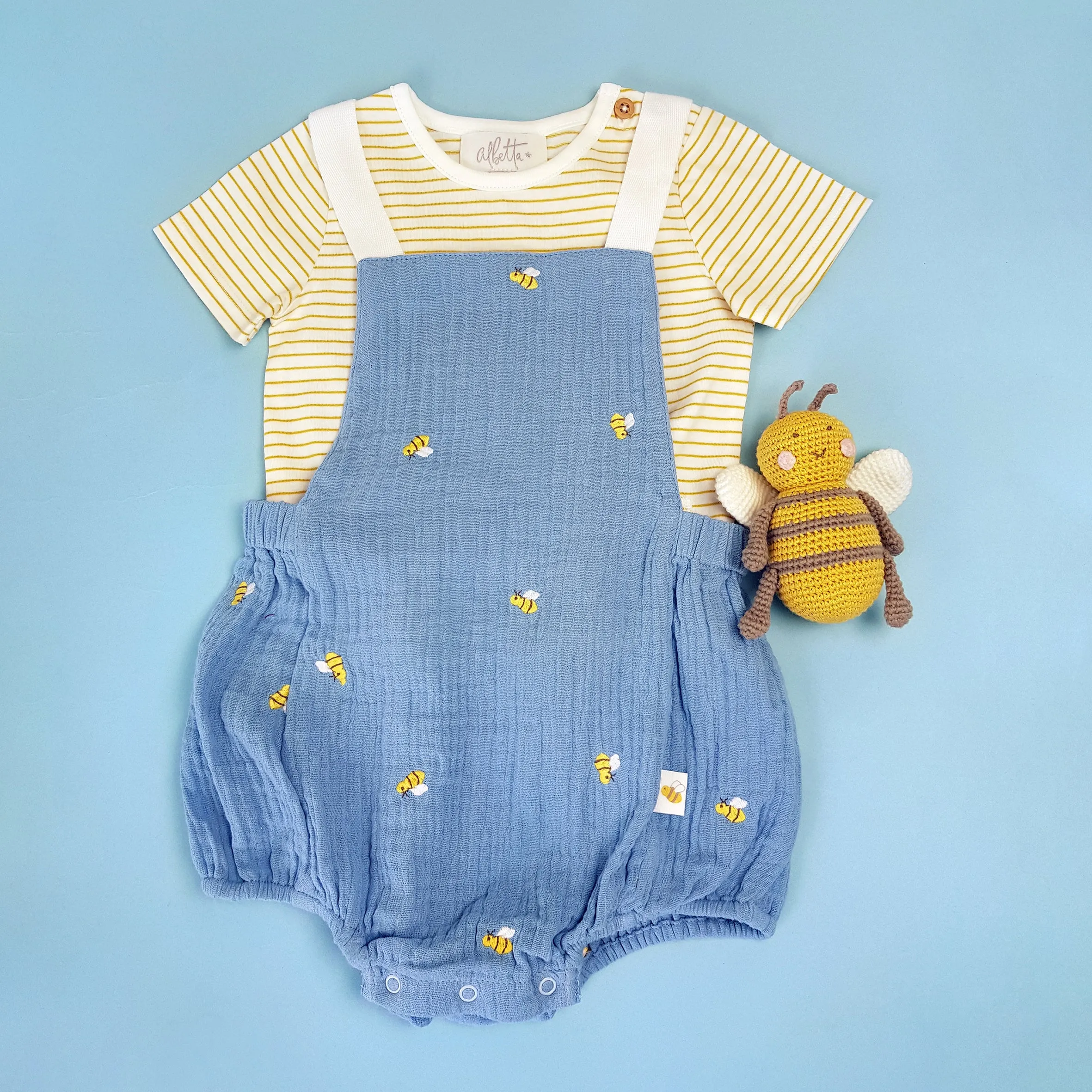 Bee Embroidered Romper