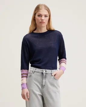 Bellerose Senia Navy Lilac Stripe Linen Knit