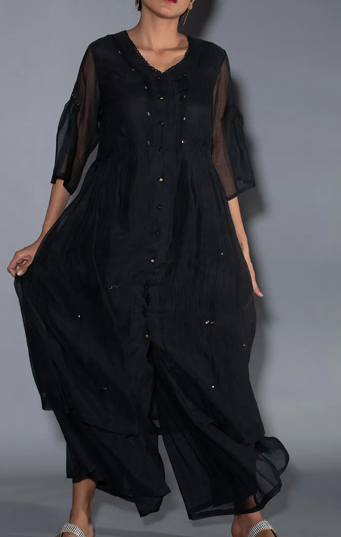 Black Chanderi Tunic with Palazzo