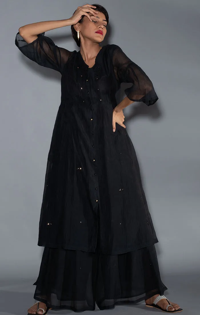 Black Chanderi Tunic with Palazzo