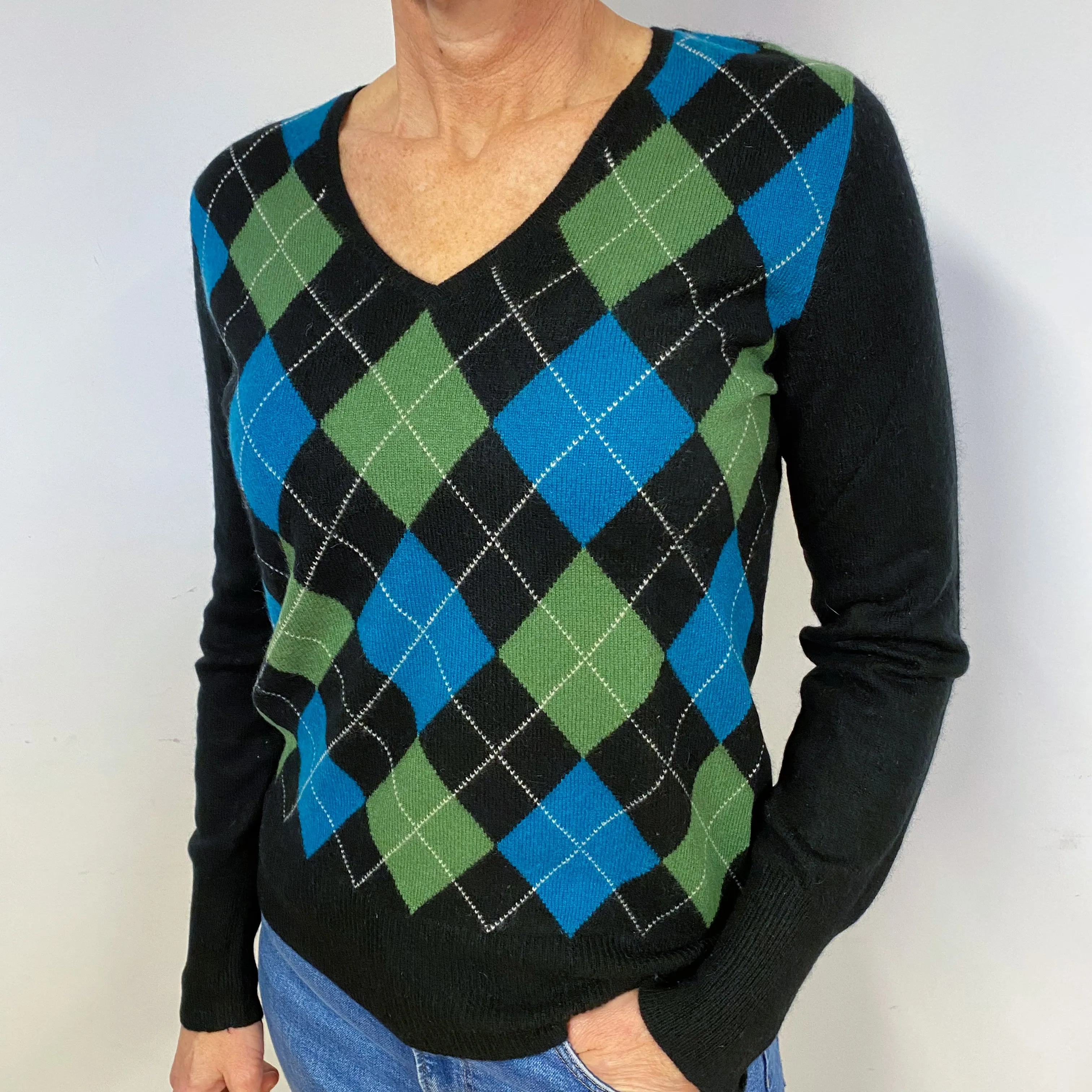 Black Diamond Cashmere V-Neck Jumper Medium