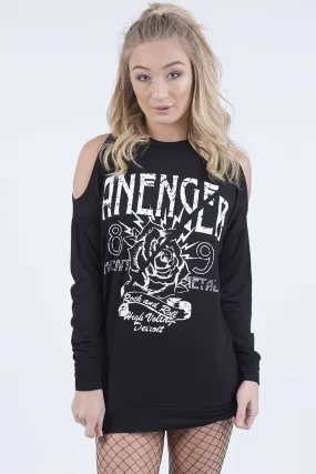 Black Heavy Metal Cold Shoulder Jumper - Neve