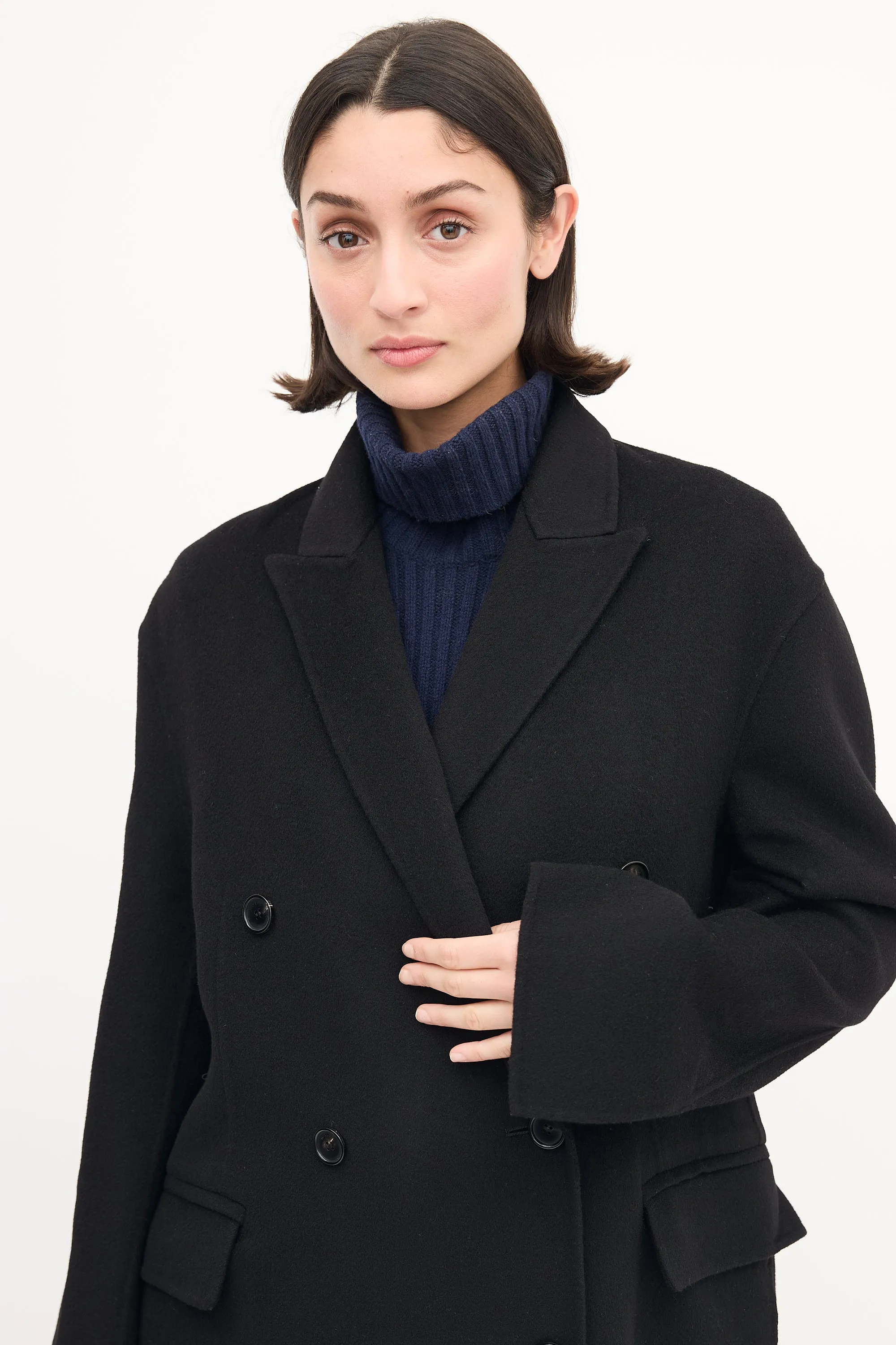 Black Wool Carles Double Face Coat