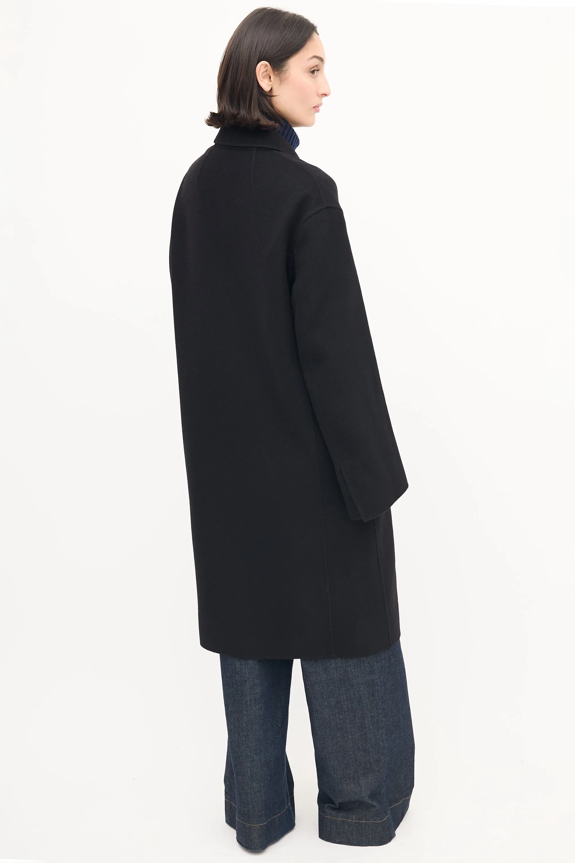 Black Wool Carles Double Face Coat