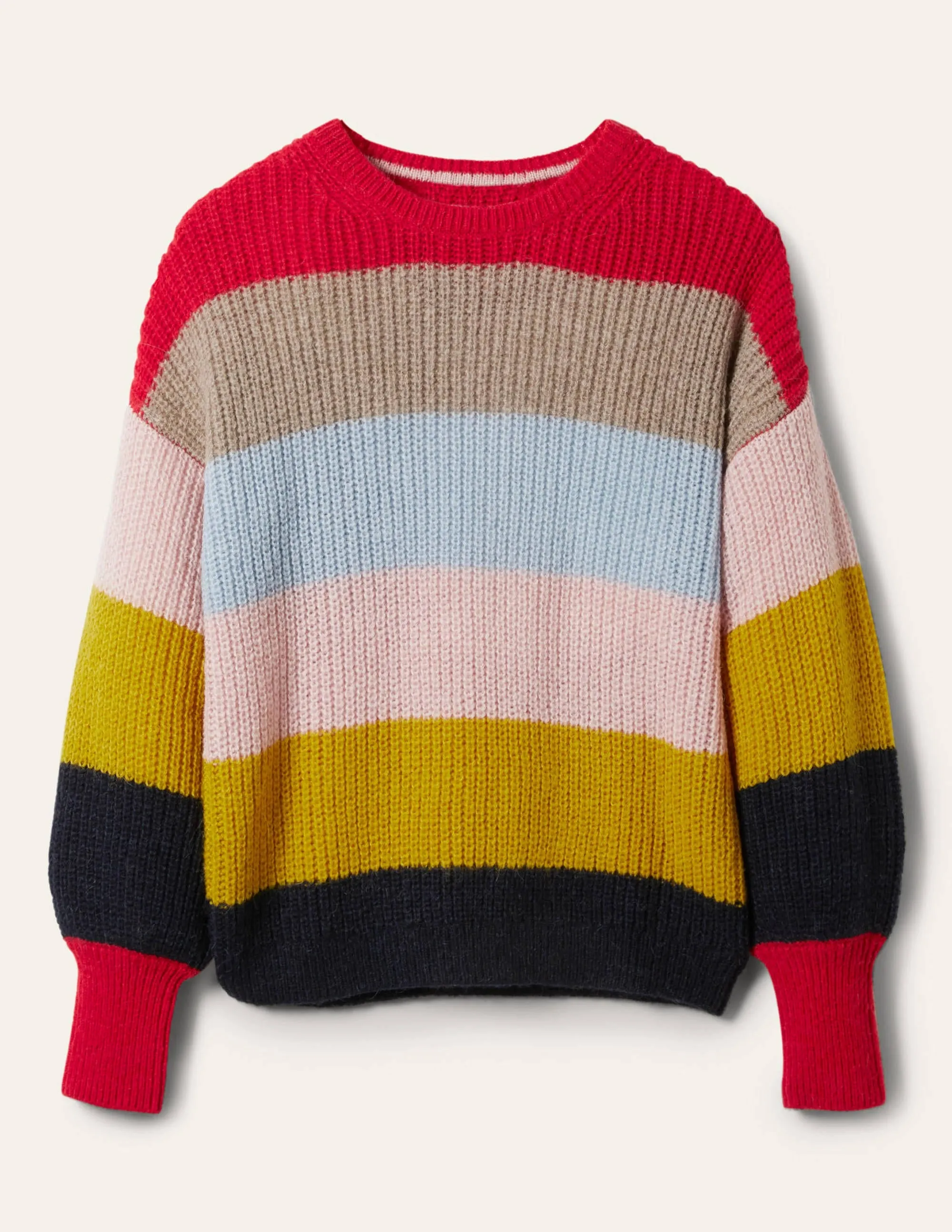 Blouson Cuff Fluffy Jumper-Fluffy Rainbow Multi Stripe