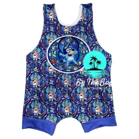 Blue dog & buddy Short leg Romper - DIY Panel