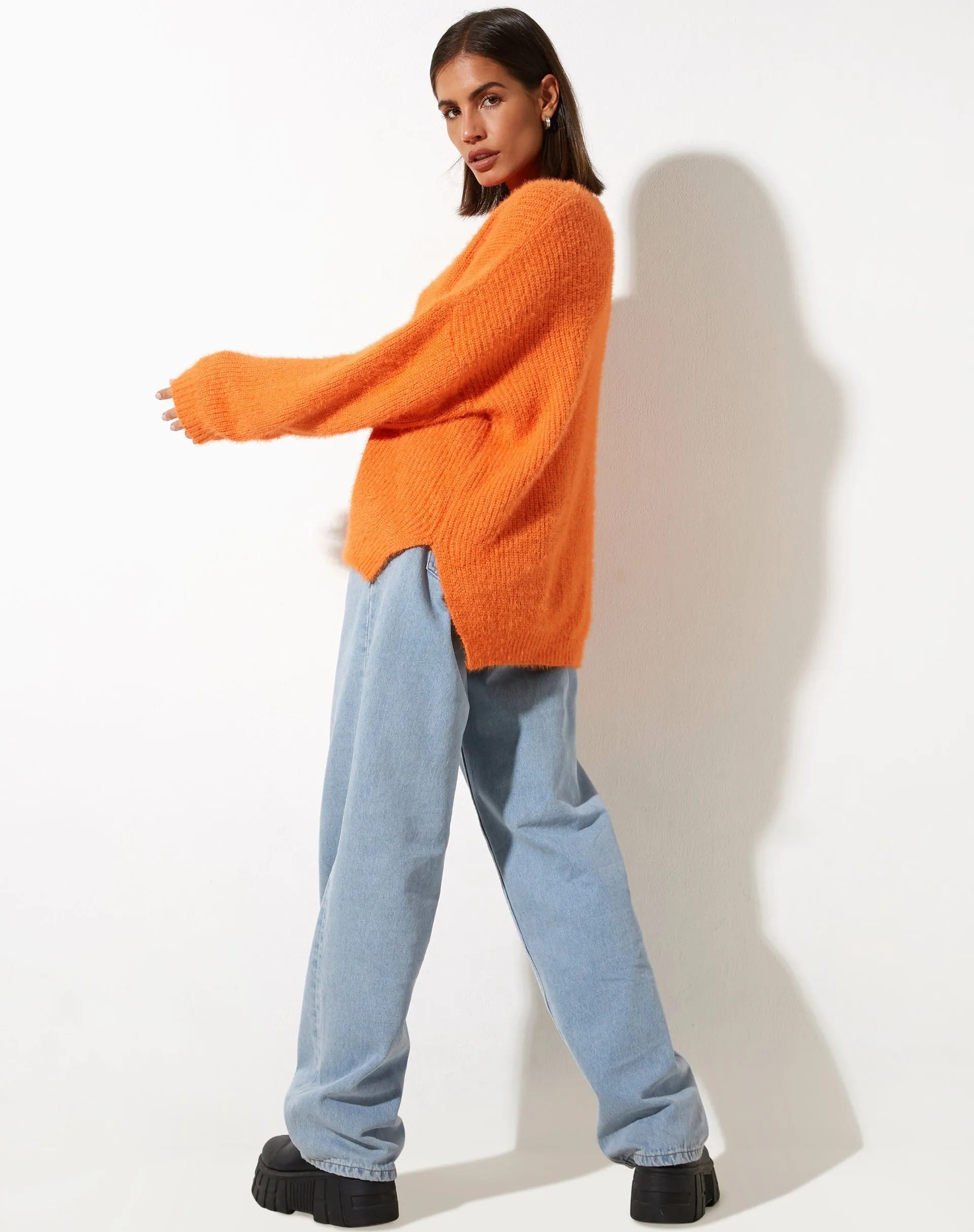 Bondy Jumper in Knit Persimmon Orange