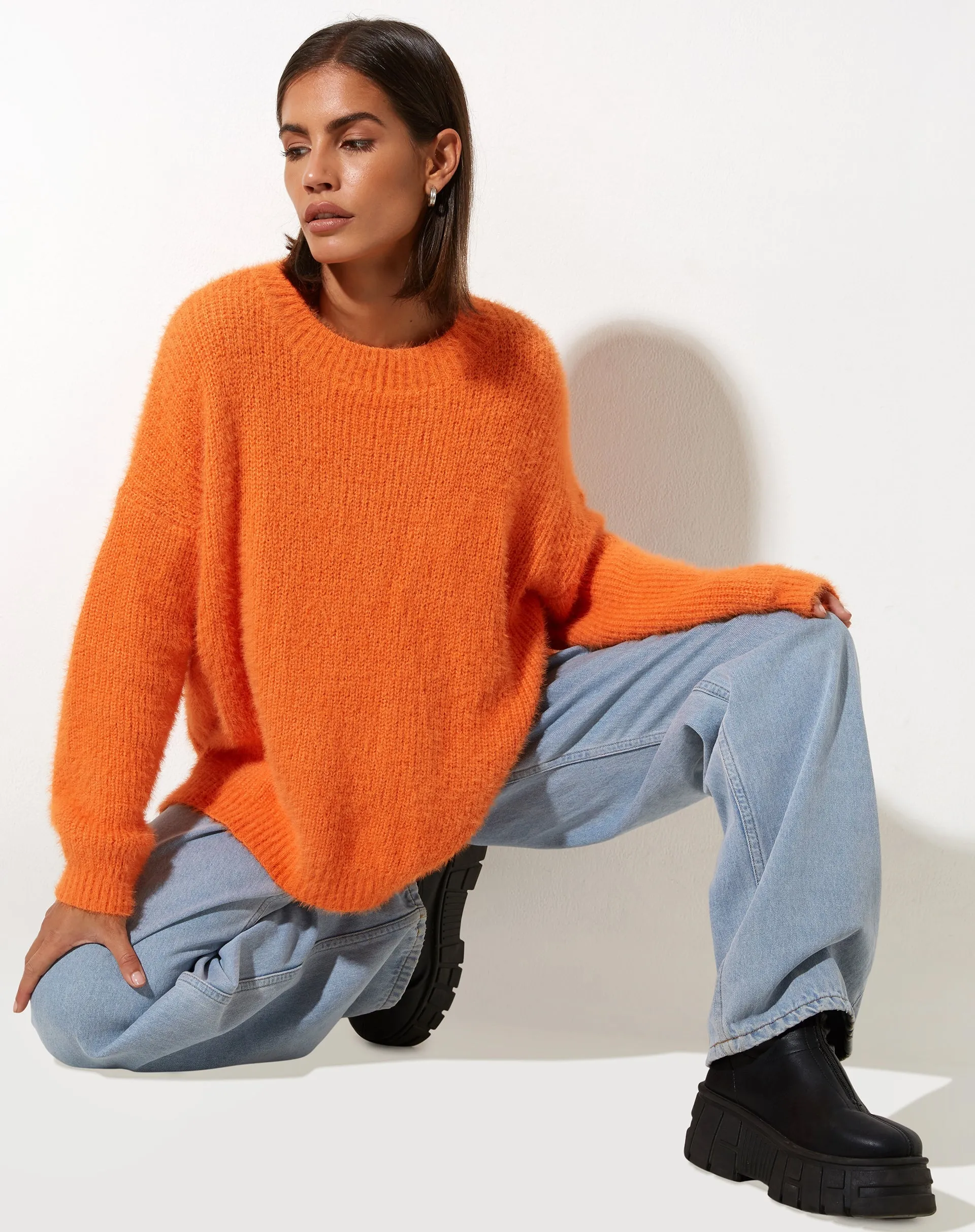 Bondy Jumper in Knit Persimmon Orange