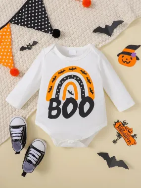 BOO slogan graphic long sleeve bodysuit