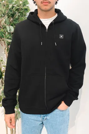 Box Zip Fleece Hoodie Black