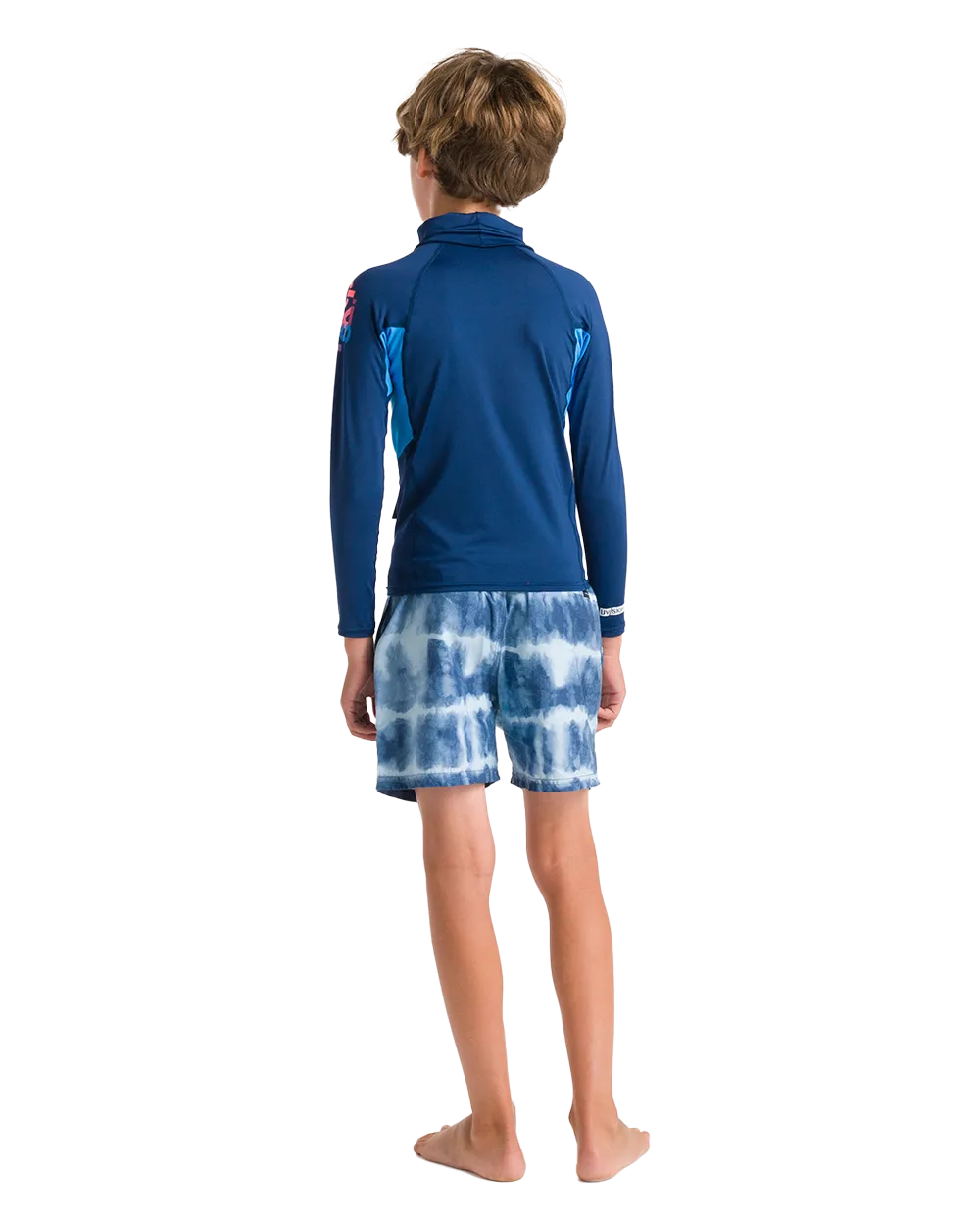 Boys Nuwave Rash Vest in Slate Navy, Cyan & Multi